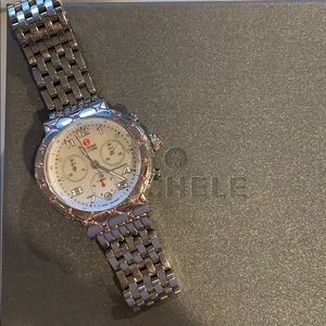Michele Pink Diamond Round Watch